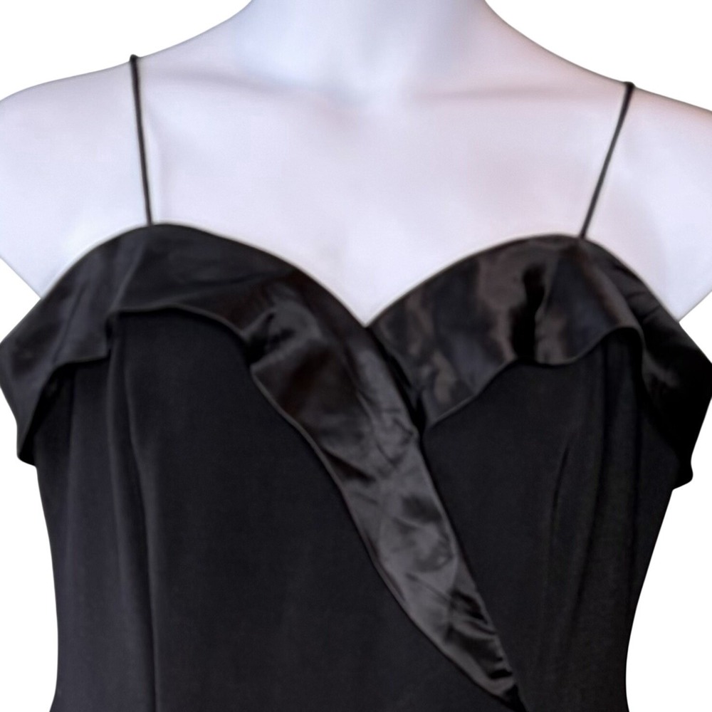Betsy & Adam Dress 18W Black Satin Trim Spaghetti Strap Vintage Glam LBD Y2K - Picture 2 of 6